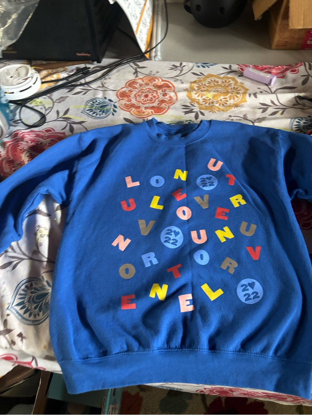 Harry Styles Love on tour Blue Graphic Lettering Sweatshirt - Multicolor Letters